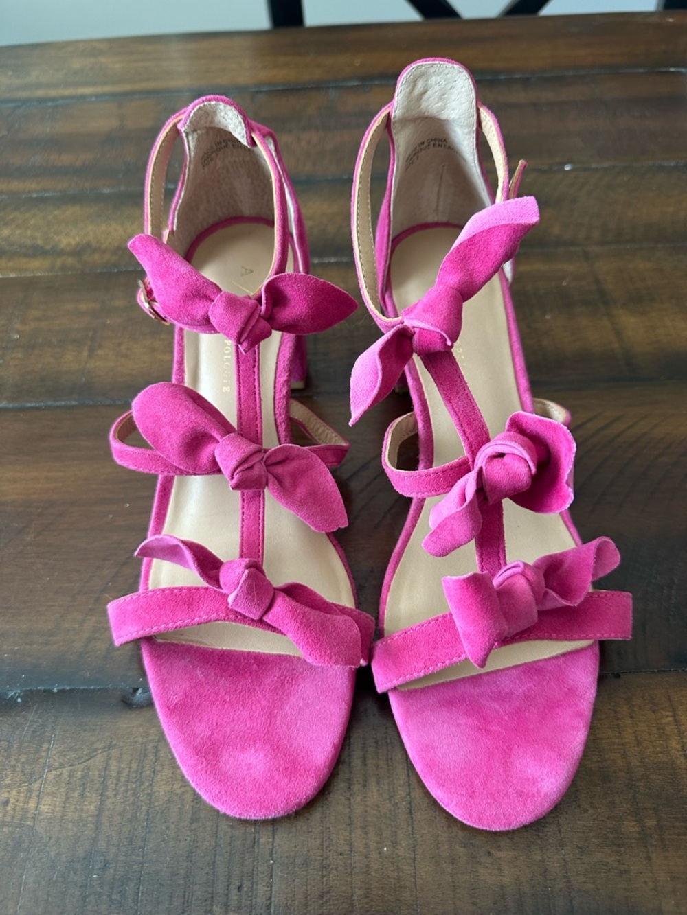 Anthropologie Women’s Pink Bow Suede Sandals